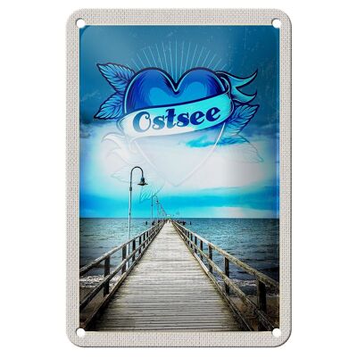 Blechschild Reise 12x18cm Ostsee Herz Deutschland Urlaub Gehweg Schild