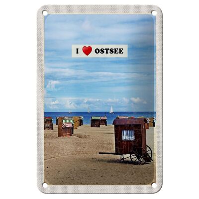 Letrero de chapa de viaje, 12x18cm, mar Báltico, playa, costa, cartel de arena