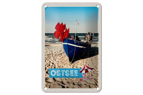 Blechschild Reise 12x18cm Ostsee Strand Boot Meer Sand Urlaub Schild