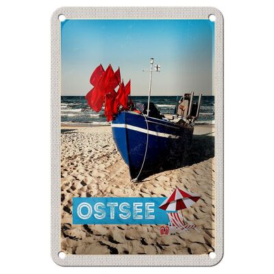 Cartel de chapa de viaje, 12x18cm, mar Báltico, playa, barco, arena de mar, cartel de vacaciones
