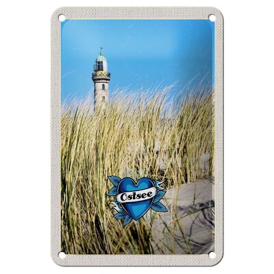 Tin sign travel 12x18cm Baltic Sea beach sand lighthouse holiday sign