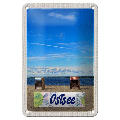 Blechschild Reise 12x18cm Ostsee Küste Strand Urlaub Schild