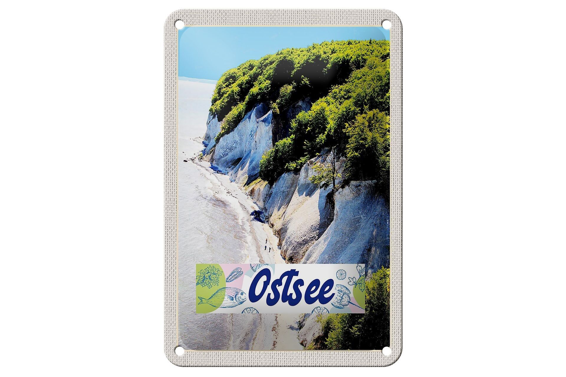 Blechschild Reise 12x18cm Ostsee Strand Natur Wälder Gebirge Schild