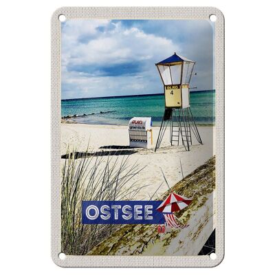 Blechschild Reise 12x18cm Ostsee Strand Rettungsschwimmer Urlaub Schild