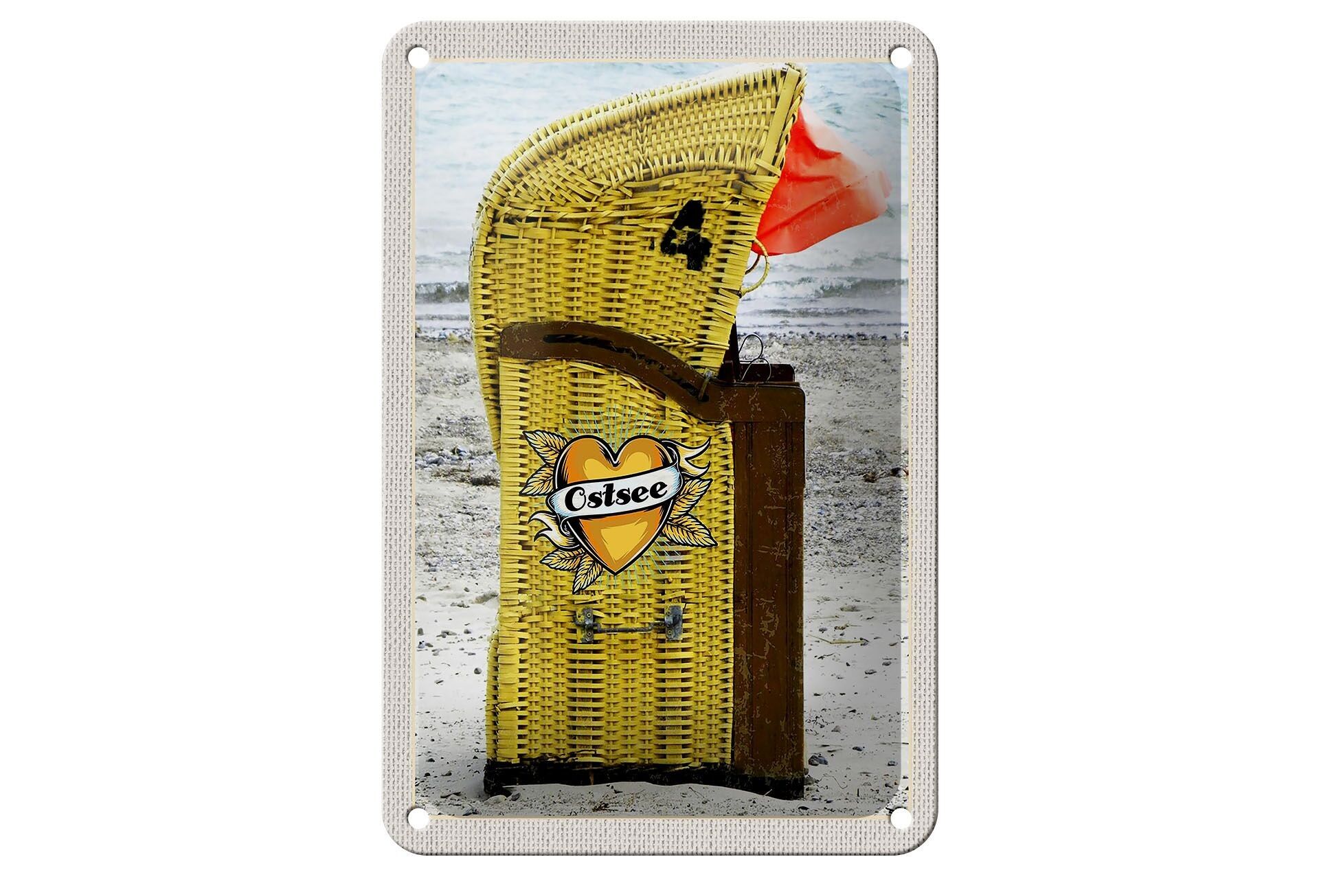 Targa in metallo da viaggio 12x18 cm Targa sulla spiaggia della costa gialla del Mar Baltico