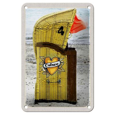 Cartel de chapa de viaje 12x18cm cartel de playa de la costa amarilla del Mar Báltico