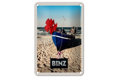 Blechschild Reise 12x18cm Binz Strand Deutschland Meer Urlaub Schild
