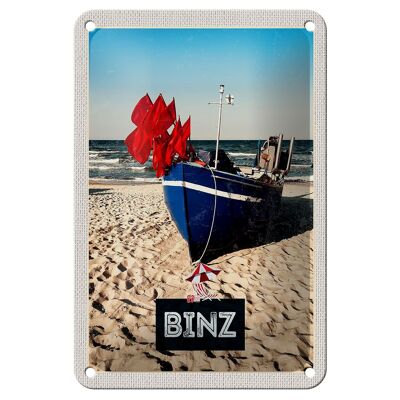 Cartel de chapa de viaje, 12x18cm, Binz Beach, Alemania, señal de vacaciones en el mar