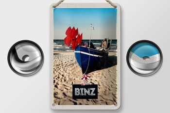 Panneau de voyage en étain, 12x18cm, plage de Binz, allemagne, signe de vacances en mer 2