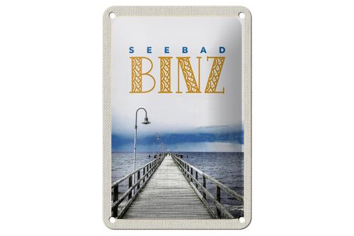 Blechschild Reise 12x18cm Seebad Binz Meer Strand Ebbe und Flut Schild