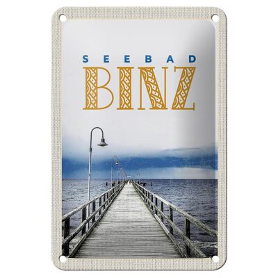 Cartel de chapa de viaje 12x18cm estación balnearia Binz señal de flujo y reflujo de la playa del mar