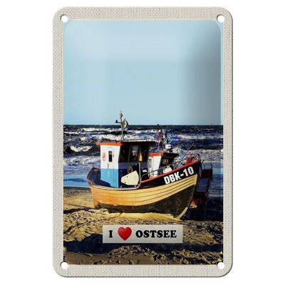 Blechschild Reise 12x18cm Ostsee Deutschland Boot Wellen Meer Schild