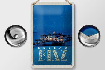 Panneau en étain voyage 12x18cm Binz station balnéaire maison mer soirée signe de vacances 2