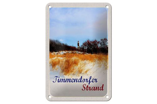 Blechschild Reise 12x18cm Timmendorfer Strand Leuchtturm rot Schild