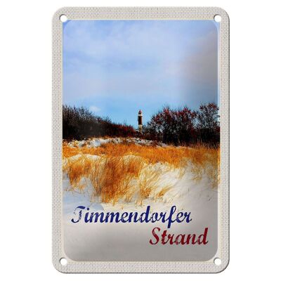 Blechschild Reise 12x18cm Timmendorfer Strand Leuchtturm rot Schild