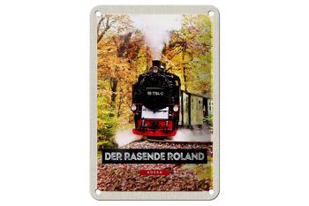 Panneau en étain voyage 12x18cm Rügen le panneau de locomotive de course Roland 1