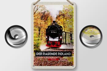 Panneau en étain voyage 12x18cm Rügen le panneau de locomotive de course Roland 2