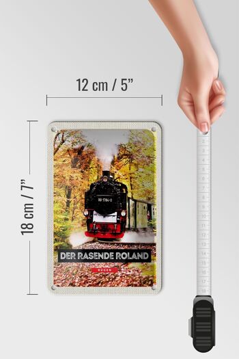 Panneau en étain voyage 12x18cm Rügen le panneau de locomotive de course Roland 5