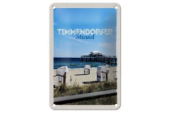 Panneau en étain voyage 12x18cm Timmendorfer plage chaises de plage signe de mer 1