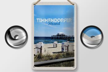 Panneau en étain voyage 12x18cm Timmendorfer plage chaises de plage signe de mer 2