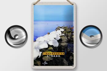 Panneau de voyage en étain, 12x18cm, Timmendorfer, pierres de plage, signe de mer et de neige 2
