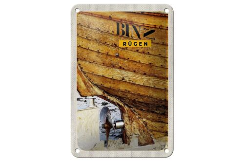 Blechschild Reise 12x18cm Binz Rügen Deutschland Boot Strand Schild