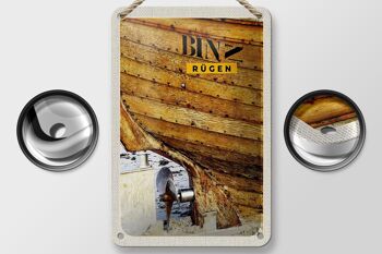 Panneau de voyage en étain, 12x18cm, Binz Rügen, allemagne, panneau de plage en bateau 2