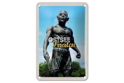 Blechschild Reise 12x18cm Ostsee Deutschland Piraten Skulptur Schild