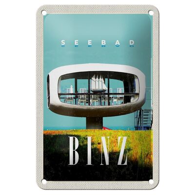 Blechschild Reise 12x18cm Seebad Binz Deutschland Glashaus Schild