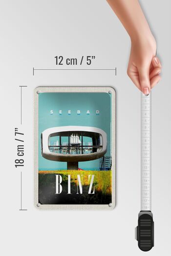 Panneau en étain voyage 12x18cm, station balnéaire de Binz, allemagne, panneau de maison en verre 5