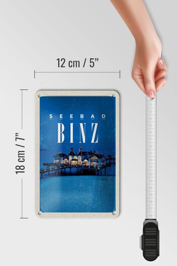 Panneau en étain voyage 12x18cm, station balnéaire de Binz, maison de plage, panneau de soirée de vacances 5