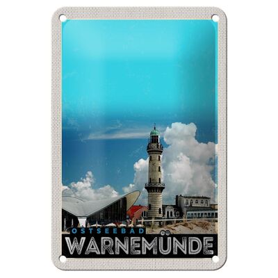 Blechschild Reise 12x18cm Ostseebad Warnemünde Leuchtturm Strand Schild