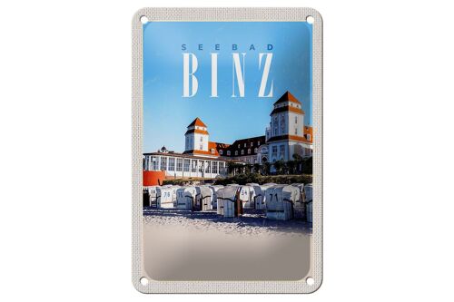 Blechschild Reise 12x18cm Seebad Binz Strandkörbe Strand Urlaub Schild