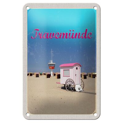 Blechschild Reise 12x18cm Travemünde Strand Strandkörbe DLRG Schild