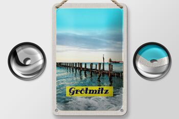 Signe en étain voyage 12x18cm, panneau de vagues de vacances à la plage de Grötmitz 2