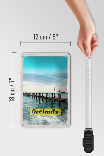 Signe en étain voyage 12x18cm, panneau de vagues de vacances à la plage de Grötmitz 5