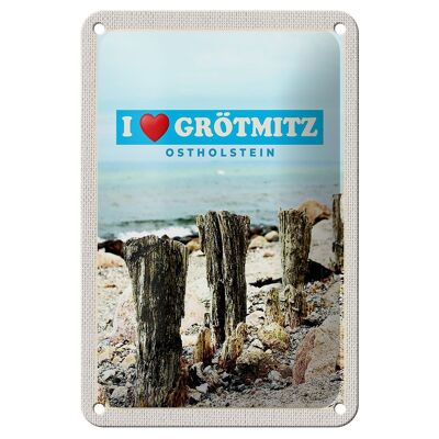 Targa in metallo da viaggio 12x18 cm Grötmitz Ostholstein Sea Sand Beach Sign