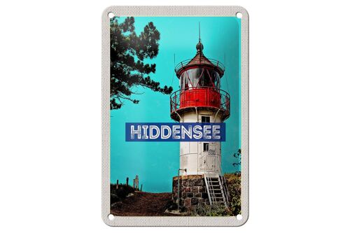 Blechschild Reise 12x18cm Hiddensee Leuchtturm Strand Meer Schild