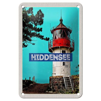 Targa in metallo da viaggio 12x18 cm Hiddensee Lighthouse Beach Sea Sign