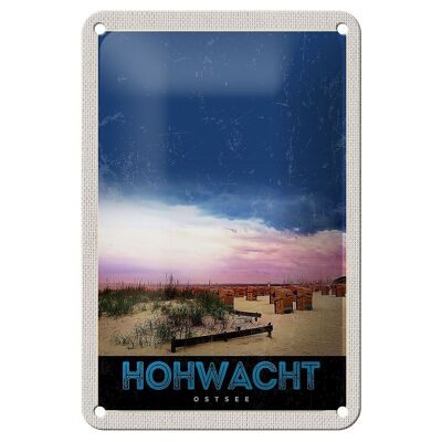 Cartel de chapa de viaje, 12x18cm, Hochwacht, cartel de playa del Mar Báltico