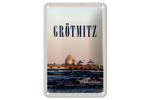 Blechschild Reise 12x18cm Grötzmitz Schleswig-Holstein Strand Schild