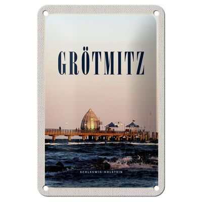 Blechschild Reise 12x18cm Grötzmitz Schleswig-Holstein Strand Schild