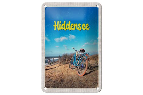 Blechschild Reise 12x18cm Hiddensee Fahrrad Strand Meer Urlaub Schild