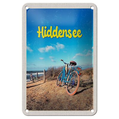 Blechschild Reise 12x18cm Hiddensee Fahrrad Strand Meer Urlaub Schild