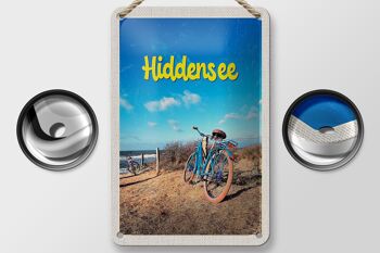 Panneau de voyage en étain, 12x18cm, Hiddensee, vélo, plage, mer, vacances 2
