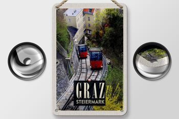 Panneau de voyage en étain, 12x18cm, Graz, styrie, gondole, Nature, vacances 2
