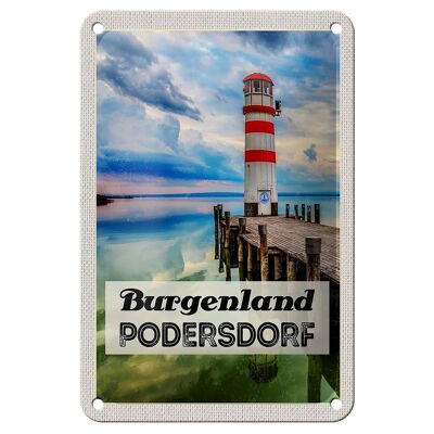 Tin sign travel 12x18cm Burgenland Podersdorf lighthouse sea sign