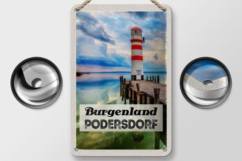 Panneau de voyage en étain 12x18cm, panneau de mer du phare du Burgenland Podersdorf 2