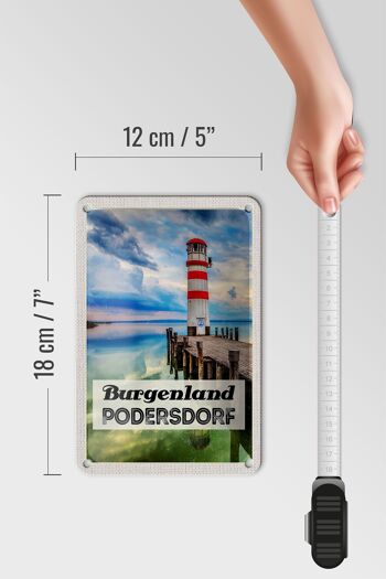 Panneau de voyage en étain 12x18cm, panneau de mer du phare du Burgenland Podersdorf 5