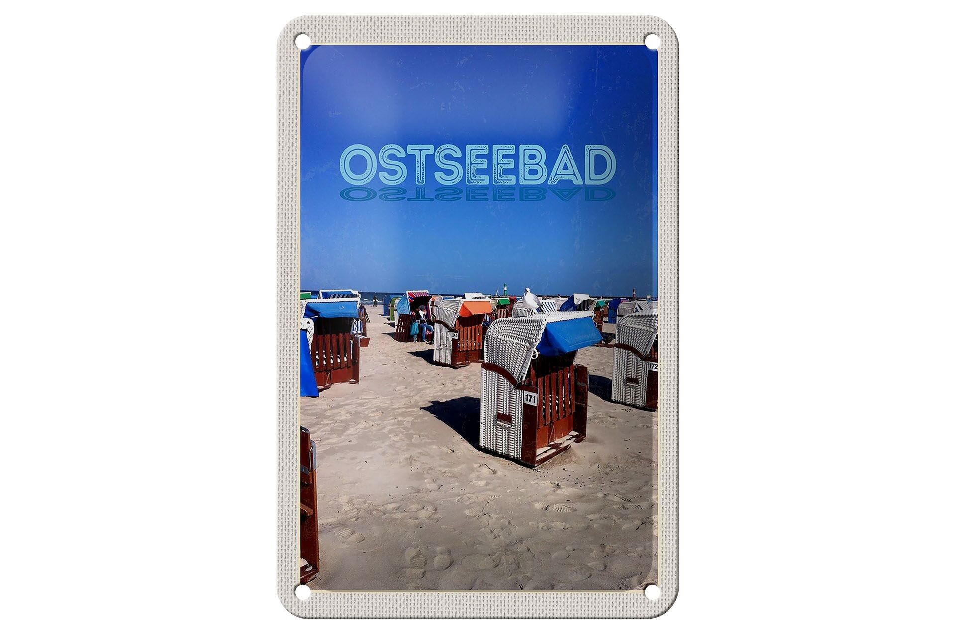 Targa in metallo da viaggio 12x18 cm Resort del Mar Baltico, cartello della costa tedesca
